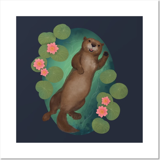 Swimming Otter Wall Art by LauraGraves